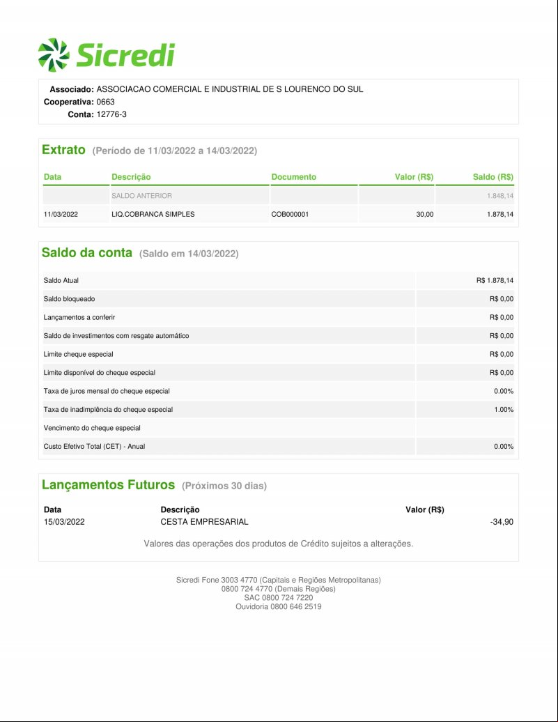 CONTA BANCÁRIA ATUALIZADA EM 14/03/2022