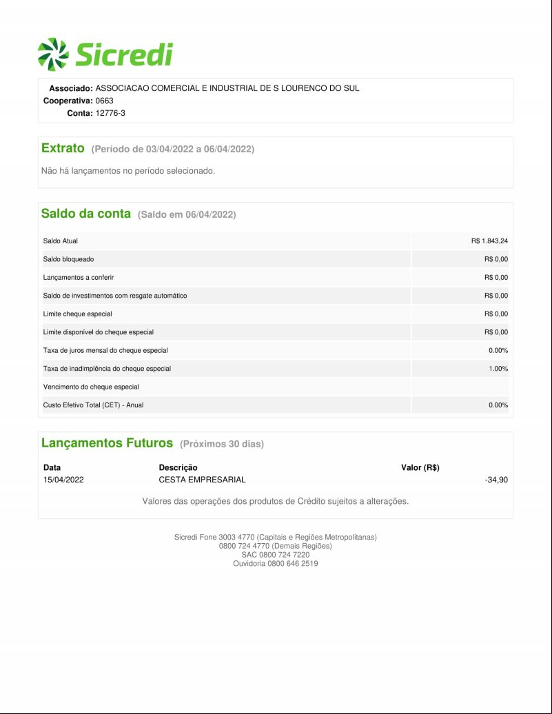 CONTA BANCÁRIA ATUALIZADA EM 06/04/2022