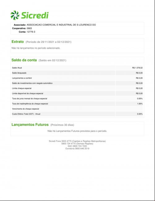 CONTA BANCÁRIA ATUALIZADA EM 02/12/2021